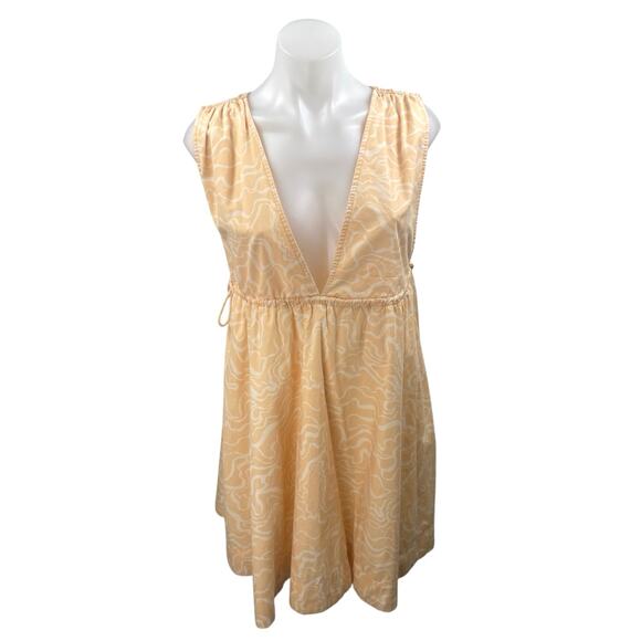 Abercrombie & Fitch Yellow Wave Print Sleeveless V Neck A Line Mini Dress Size S - Picture 1 of 3